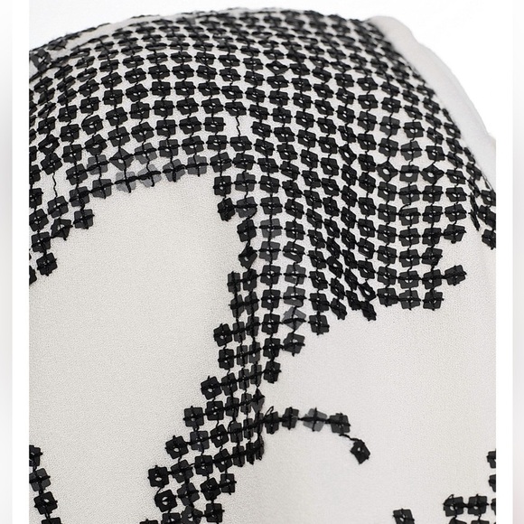 TIBI White With Black Sequins Pull Over Silk Dress - Picture 4 of 16